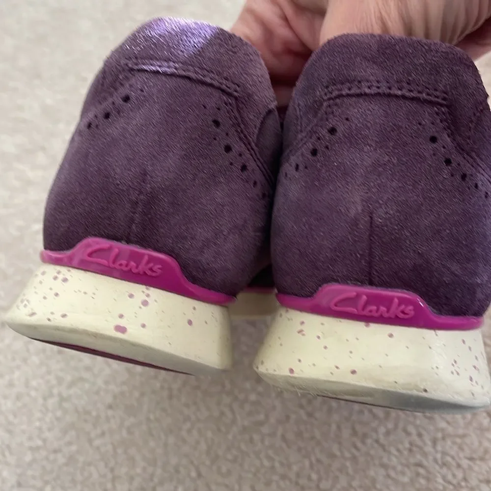 Clarks Sportswear Purple Leather Suede Brogue Sneakers - Women's Size 9.5